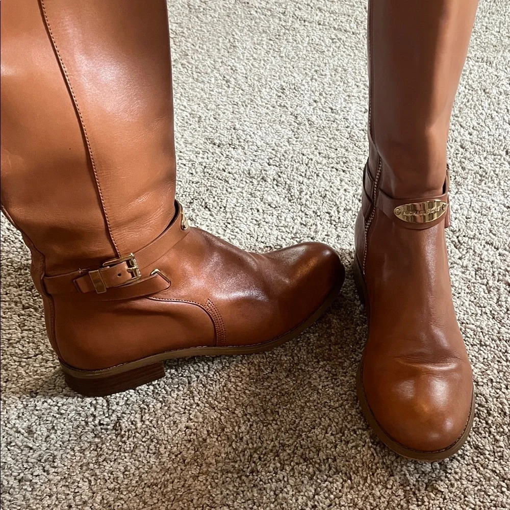 Michael Kors Cognac Brown Leather Riding Boots